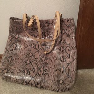 Faux snake-skin tote